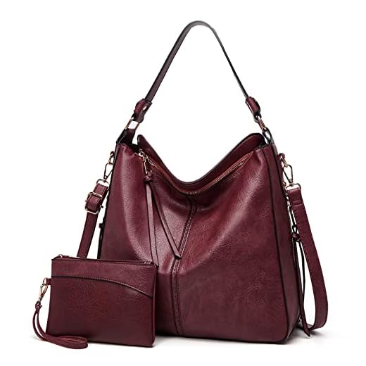 kit de bolsa femininas 2 peças vintage bolsa de ombro com carteira grande capacidade feminina de couro pu bolsa mensageiro casual fashion (Roxo)