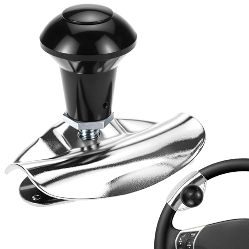 QWORK® Pomo volante metal universal, para volantes de tractor