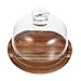 Cake Stand with Glass Dome Cake Serving Plate with Dome Wood Dessert Stand Tray Pastry Cheese Display Glass Dome Cloche Plate Centerpiece for Cream Cake Desert Salad 13CM