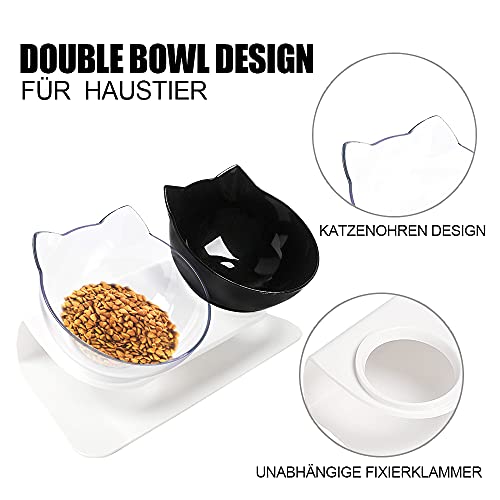 Futternapf Katze Erhöht,Katzenfutter 15 ° Kippbare katzennäpfe Doppelter Futternäpfe Katzenfutter Katzenfutterschale Futternapf für Katze Welpe Futter und Wasser - Image 4