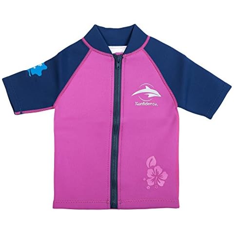 Konfidence Warma Wetsuit Top for Kids - 50+UV Protection Zipped 2mm Thick Neoprene T-Shirt Cover