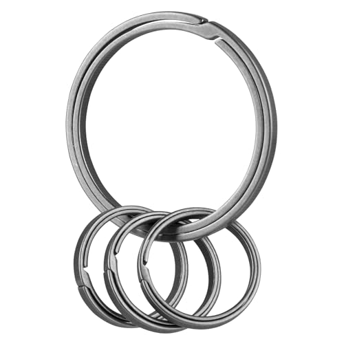 KEEPO LINK - KEEPO LINK Multi-Use Titanium Key Ring - DIY EDC Keychain Rings for Men & Women, Split Keyring for Dog tag, Everyday Carry (Round (1L+3S))