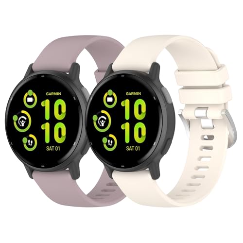 Garmcool 20mm Silicone Bracelets Compatible avec Garmin Vivoactive 6/5/3/3 Music, VivoMove Trend/VivoMove Sport/VivoMove Style Bracelet Cream Orchid Hommes...