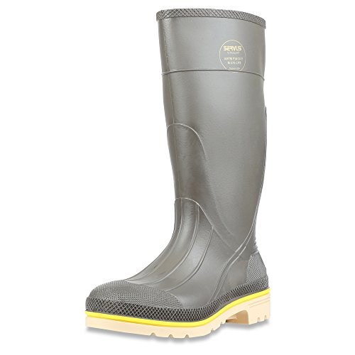 Servus Pro+ 15' PVC Chemical-Resistant Steel Toe Men's Work Boots, Gray, Yellow & Beige (75105)