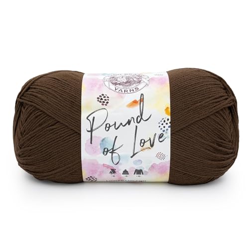 Image of Lion Brand Yarn, Pound of Love Crochet Yarn, Chocolate, Brown, 1 Pack | Large Skein Everyday Basic 100% Acrylic Worsted Weight Knit Fiber for Baby Blankets, Classic Afghans, Sweaters, Scarf Sets