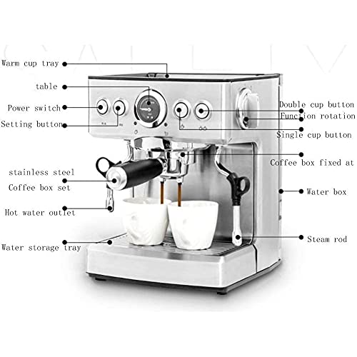 Máquina de café espresso semiautomática, acero inoxidable cepillado, vapor y espuma para bebidas con leche, macchiato… - Imagen 7