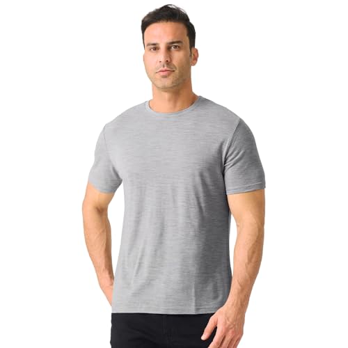 Merino Protect 100% Merino Wool T Shirts for Men Odor Resistance Base Layer Hiking Travel T-Shirt Soft Undershirt