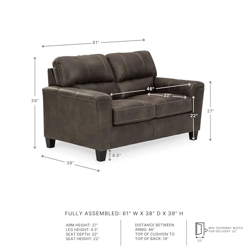 Image of Signature Design by Ashley Navi Faux Leather Modern Loveseat, Gray