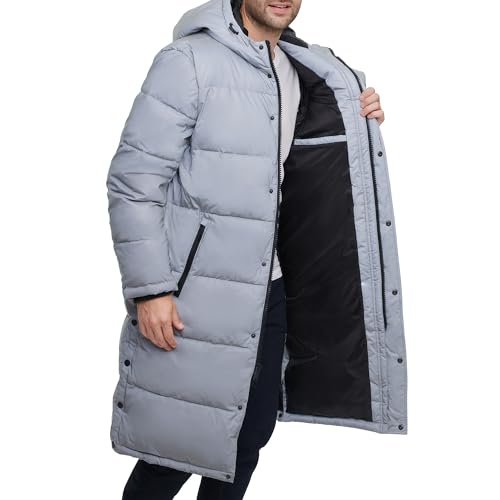 Image of DKNY Arctic Cloth Hooded Extra Long Parka Jacket