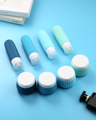 Image of Mrsdry Travel Bottles for Toiletries 8 Pack, TSA Approved 3 oz Travel Containers with Clear Bag, Leak Proof Silicone Squeezable Essentials Jars
