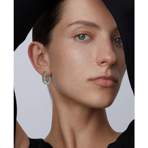 Gloquat Silver Peridot Cz Hoop Earrings For Women Olive Green Hoops S926 Silver Post Vintage Peridot Diamond Stone Hoops August Birthstone Cz Hoops For Female Trendy Everyday Hoop Earring Jewelry thumb #4