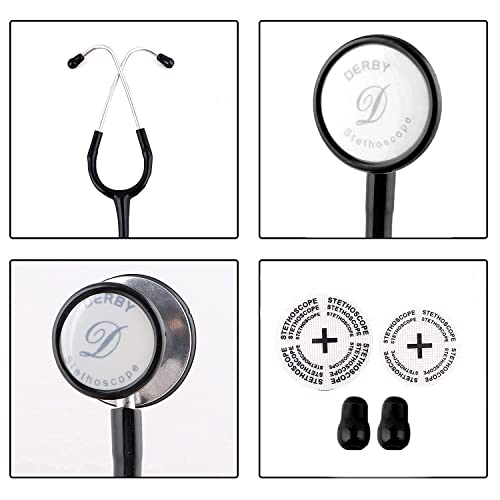 Image of Dr. Tech Cardiology AL Stethoscope Heart Beat Monitoring Chest Piece Medical Instrument for Doctors, Nurses (Black)