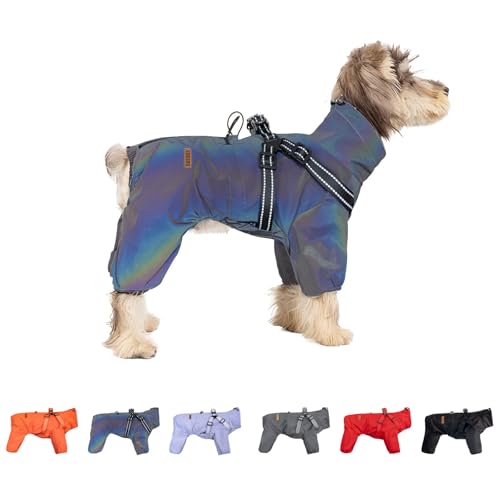 BT Bear Dog Harness Raincoat,Adjustable 4 Legs Dog Jacket with Harness Reflective Jumpsuit Waterproof Coat for Medium Large Dogs,Laser Grey 3XL - Image 2
