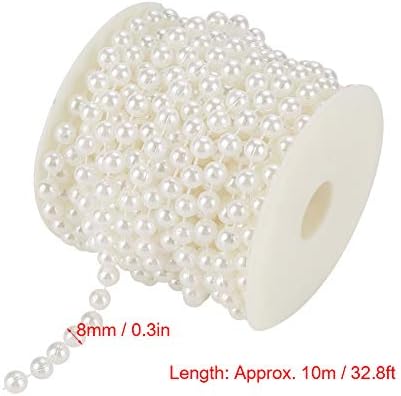 Mutuer Pearl Beads String Chain Garland, 10m/roll Grinding Pearl Wire Beads Garland String DIY Wedding Decoration for Party Home Decoration 8mm (White)