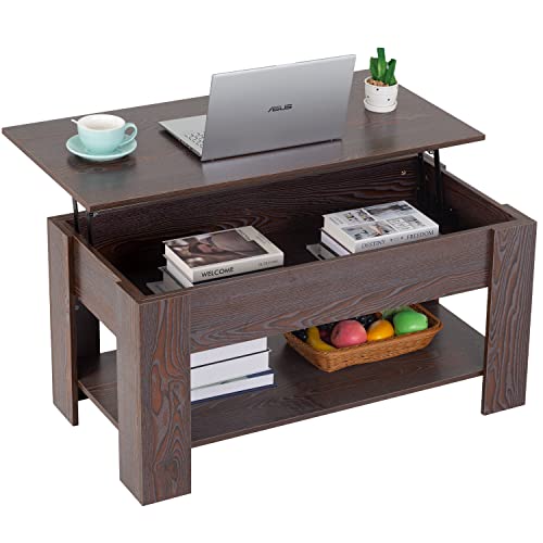 FDW 39.4' 47.2' Lift Top Coffee Table with Hidden Compartment and Storage Shelf Wooden Lift Tabletop...