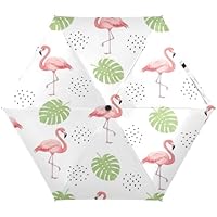RPLIFE Pink Flamingos Compact Umbrella, Lightweight Durable Sun Umbrellas for Women, Travel Umbrellas for Sun