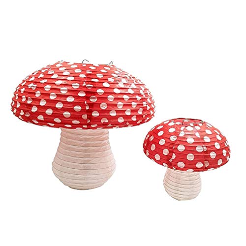 jojofuny 2Pcs Mushroom Shape Paper Lantern Decorative Hanging Lantern Wonderland Theme Lantern Wedding Party Layout Decoration