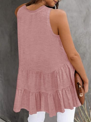 haeof women39s summer sleeveless peplum babydoll tops casual crew neck flowy loose fit tunic tank shirts