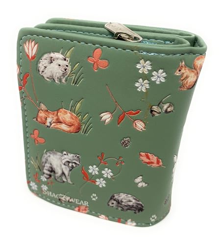 Shag Wear Woodland Forest Friends Charming Small Animal Wallet for Women and Teen Girls Vegan Faux Leather Mint Green 4.5"4