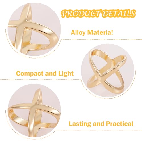Image of Wonderful Scarf Rings, 3 Pieces Scarf Rings for Women X Shape Scarfs Ring Clip Gold Silver Shawl Slide Buckle Scarfs Pins Accessories for Women's Shawl Silk Neckerchief Tshirt