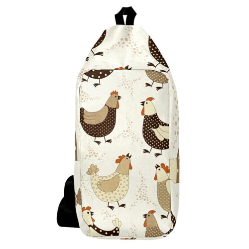 Sac à dos à bandoulière motif poules de dessin animé sac compact multicolore