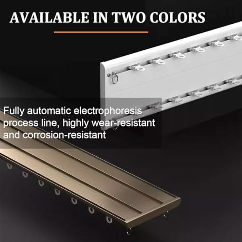 Heavy Duty Double Curtain Track System, Wall/Ceiling Mount Aluminum Rail for Sliding Curtains, Room Divider & Window Drapery - 1m/3.2ft White