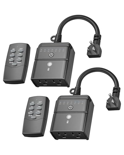 BN-LINK Outdoor Timer for Lights, 100FT Remote Control