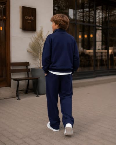 Image of Cakaner Boys Color Block Button Down Shirt and Jogger Pants Button Up Sweatsuits Sets (Size: 5-12T)