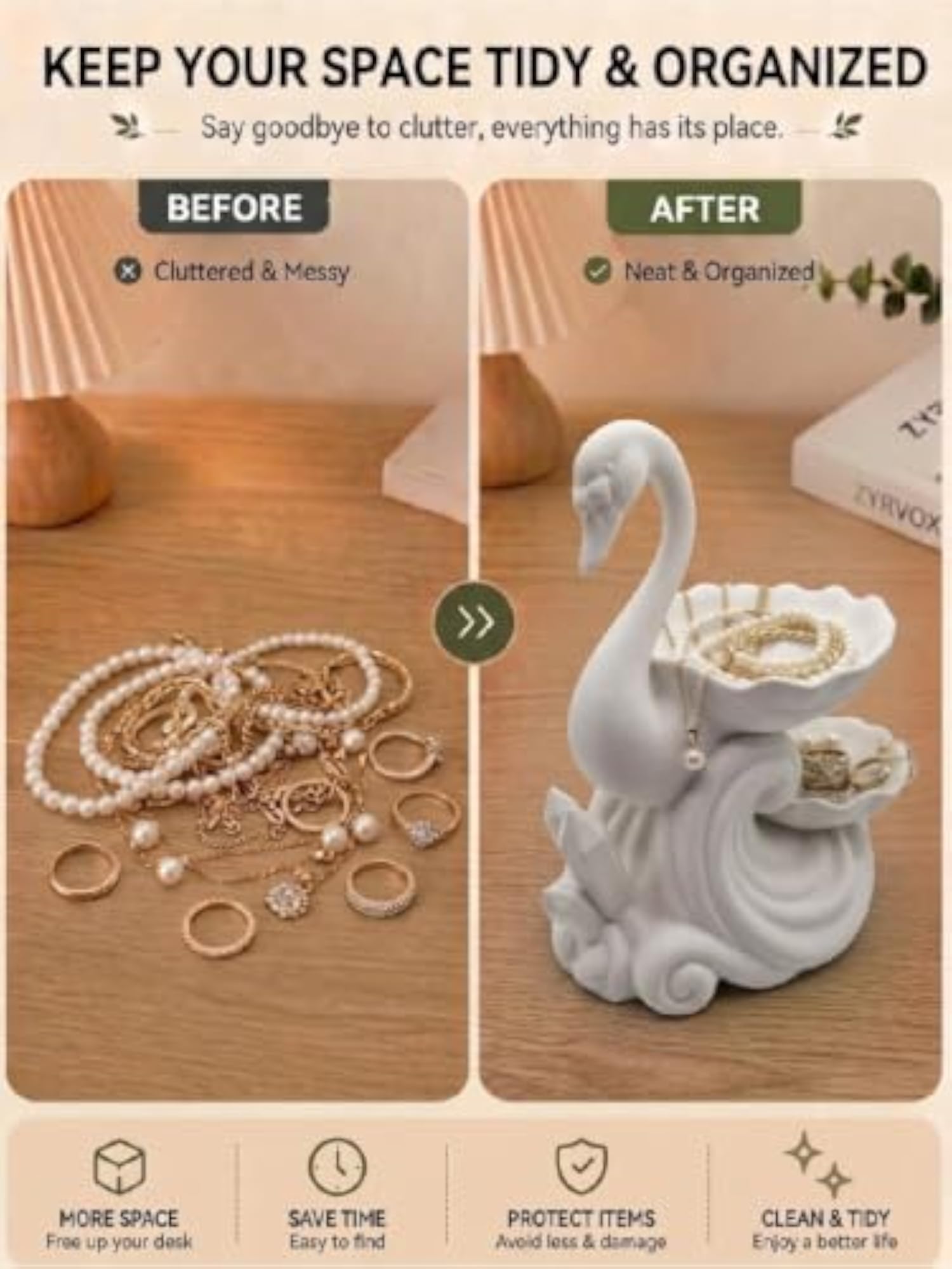 Swan Shell Jewelry Tray, Multi-Purpose Accessories Holder