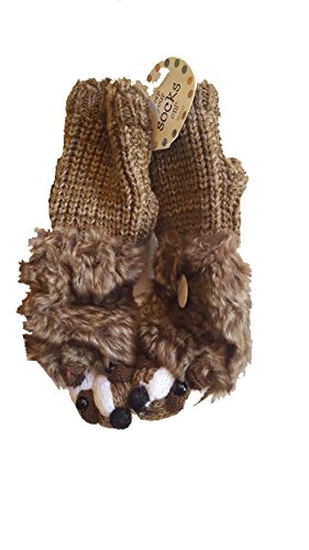keep your socks on Faux Fur Fuzzy Winter Animal Socks with Grippers Women's (tan)