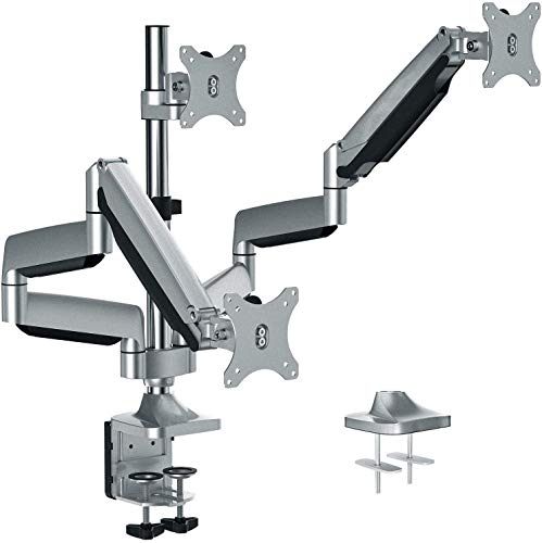HUANUO Triple Monitor Stand Mount - Height Adjustable Aluminum Gas Spring 3 Monitor
