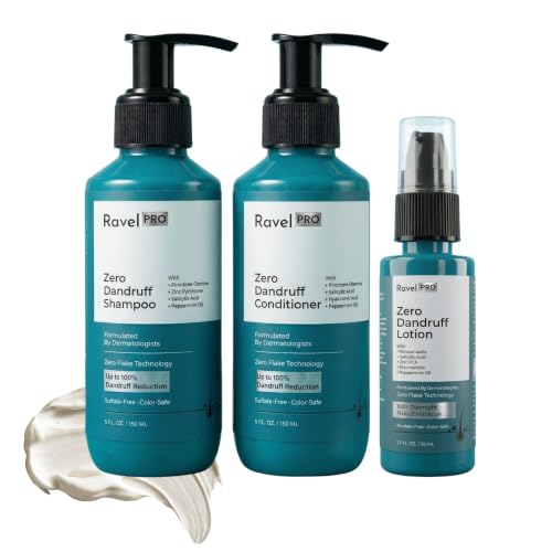 Image of Ravel PRO Anti-Dandruff Shampoo (150ml) + Anti-Dandruff Conditioner (150ml) + Anti-Dandruff Lotion (50ml) | Helps reduces Itchiness & Prevents Dandruff | Paraben-Free, Color-Safe | For Men & Women | Suitable for all Hair Types