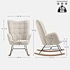 MEUBLE COSY Sillas Mecedora Escandinavo Sillón Relax Especial Lactancia para Salón Dormitorio Balcón Sala de Estudio, Tela, Madera Haya, Metal, Beige #2