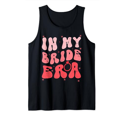 Retro Groovy In My Bride Era Divertido Boda Compromiso Camiseta sin Mangas