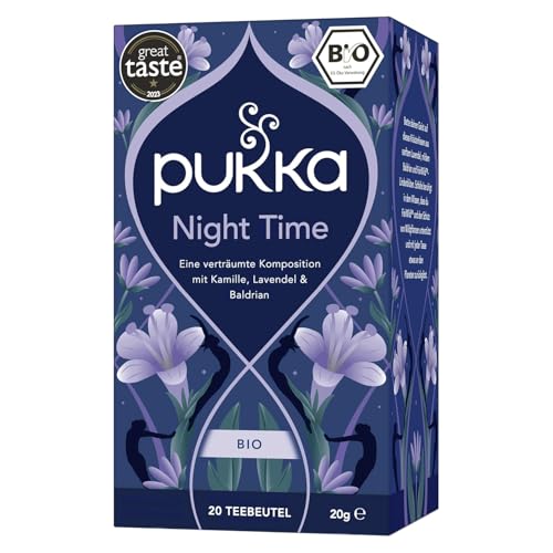 Pukka | Bio-Kräutertee „Night Time“ | Kamille, Lavendel, Lindenblüten und Baldrian | 20 Teebeutel