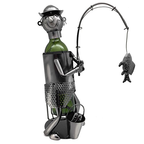 WINE BODIES Fisherman Metal Wine Bottle Holder, Charcoal