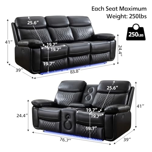 Luxury Leather Recliner Sofa Set