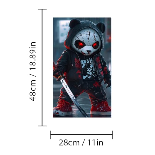 Image of Halloween Cars Body Horror Sticker, Classic Horror Movie Characters Peeking Decal Michae Waterproof Scary Vinyl Stickers for Bumper Car Decals 11in*18.89in (Evil Panda Killer)
