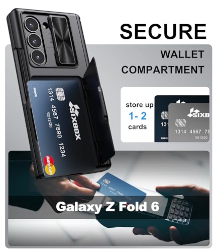 Image of for Samsung Galaxy Z Fold 6 Case with Card Holder & Belt Clip & Slide Camera Cover, Built-in Hinge Protection & Screen Protector, Durable Wallet Phone Cover Case for Galaxy Z Fold 6 2024, Black