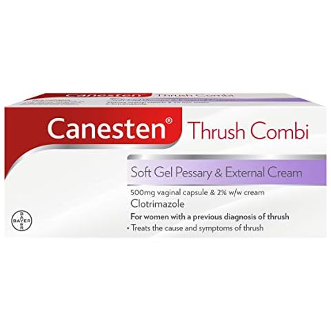 Canesten Thrush Combi Soft Gel Pessary & External Cream for Thrush Treatment | Clotrimazole | Two-Step Complete Relief Thrush Treatment Cover