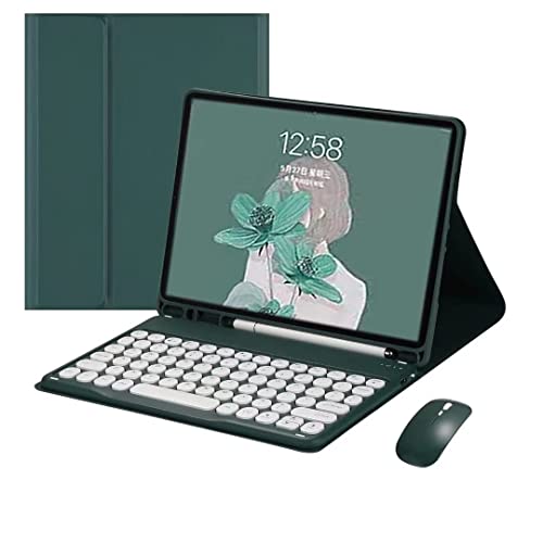 Galaxy Tab A8 10.5 Inch 2022 Model (SM-X200/X205/X207) Case with Keyboard and Mouse Combo Circle Keys Detachable Magnet Wireless Bluetooth Keyboard Slim Stand Cover with S Pen Holder (Teal)