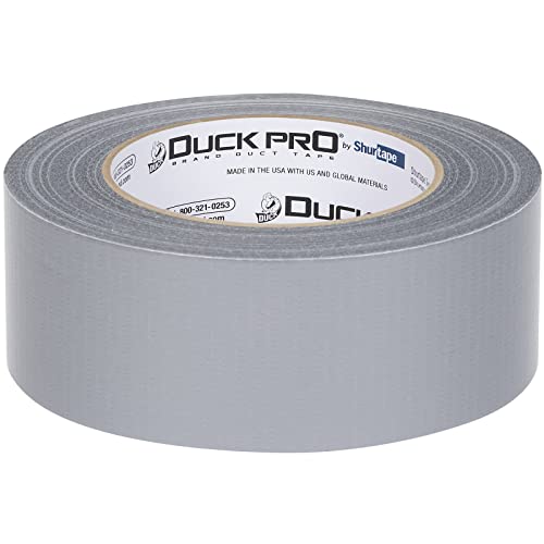 Image of Duck Pro by Shurtape Utility Grade, Co-Extruded Cloth Duct Tape for Packaging, Sealing, Waterproofing, 48mm x 60yd, 6.0 mil, Silver, 1 Roll (105449)