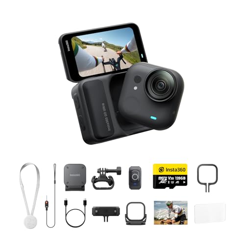 Insta360 GO Ultra �v���~�A���T�C�N�����O�L�b�g �~�b�h�i�C�g�u���b�N - �|�P�b�g���琢�E���ς�� �y�ʁ��|�[�^�u���A��Ɠx�A�ǂ��ɂł����t���\�AFlowState��u���␳�A200���o�b�e���[�����A10���[�g���h���A�T�C�N�����O����