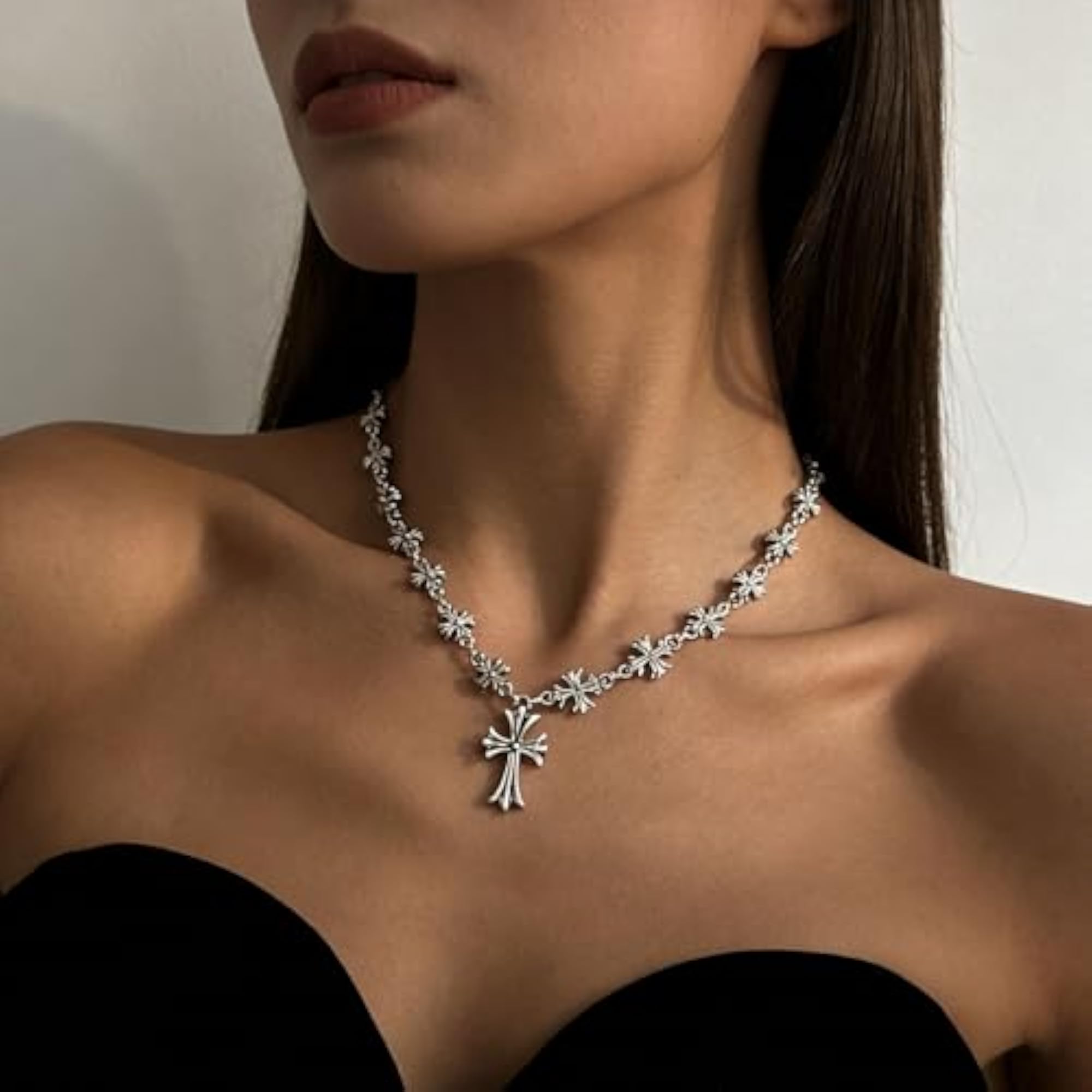 Men's Gothic Cross Chain Necklace, Stylish Accessory