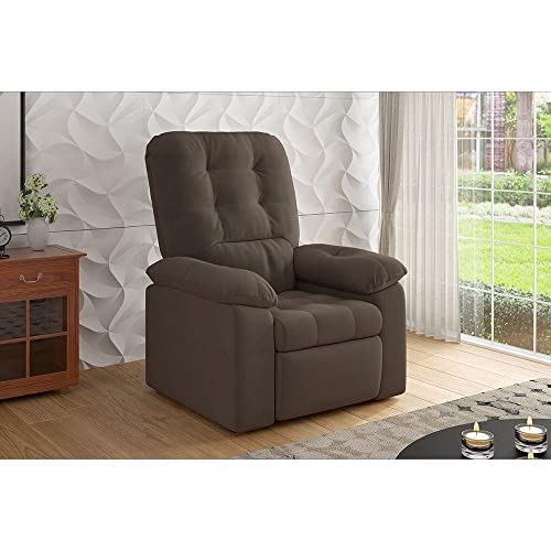 Poltrona Do Papai Reclinável Suede Veludo Estoril Marrom