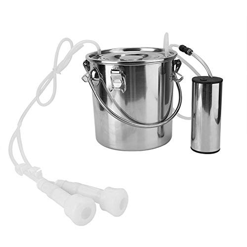 YOUTHINK Kit di Mungitura Mungitrice Elettrica Portatile a Mucca di Pecora da 5 Litri di Capra Macchina per Mungitura Elettrica per Capra da Mucca Spina Europea Con 2 Tettarelle (Per Capra/Mucca)(Cow)