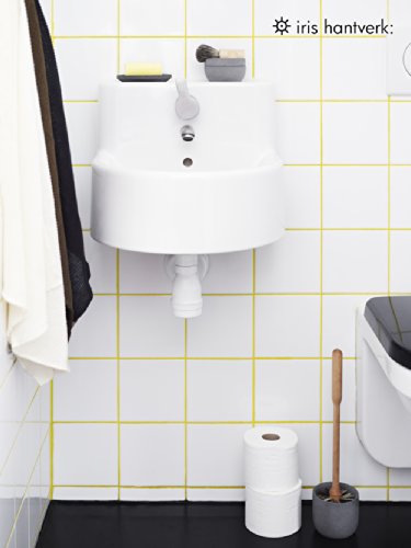 Image of Iris Hantverk Birch Wood Toilet Brush and Soft Concrete Cup in Dark Grey