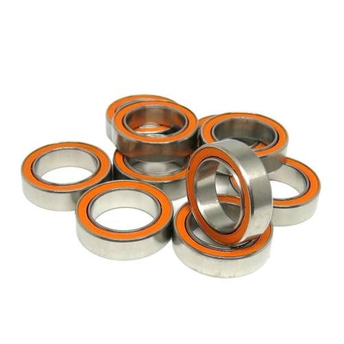 10�� S6700ZZ 10x15x4 mm �n�C�u���b�h�Z���~�b�N�x�A�����O61700 S6700C S6700 6700 2RS 10 * 15 4 �Z���~�b�N�{�[�����[���x�A�����O(Orange Rubber Seals)