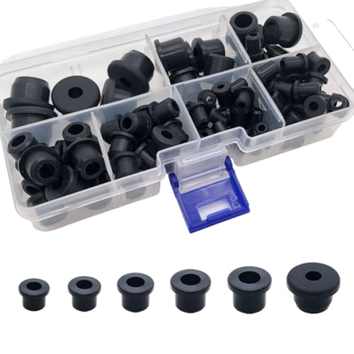 100PCS T-Type Rubber Grommet kit 6 Size Silicone Grommets for Wiring Automotive Rubber Firewall Hole Plug Cable Wire Protection,Drain Holes in Irrigation Systems etc(3/16' 1/4' 5/16' 3/8' 1/2' 5/8')