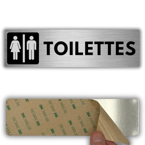 LEIASA | Panneau Adhésif Toilettes Hommes Femmes - 5x18 cm - Épaisseur 0,8 mm - Aluminium - Sanitaires Hommes Femmes - Panneau Services Partagés - Signal WC...